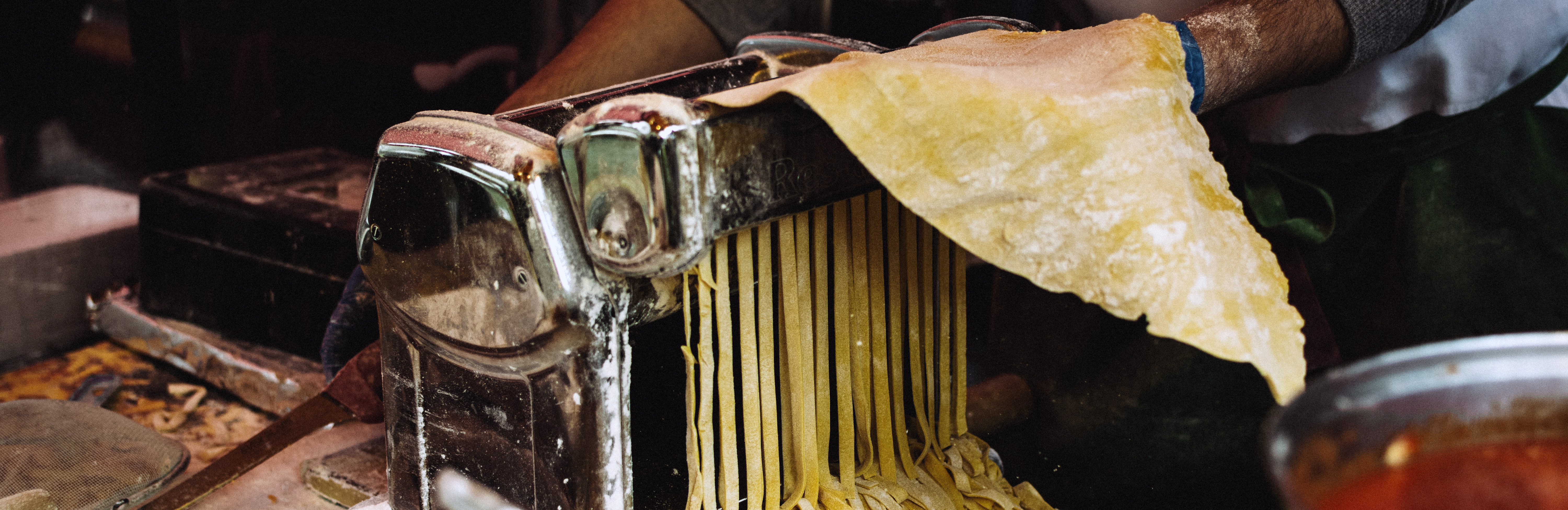 Person uses a pasta cutter